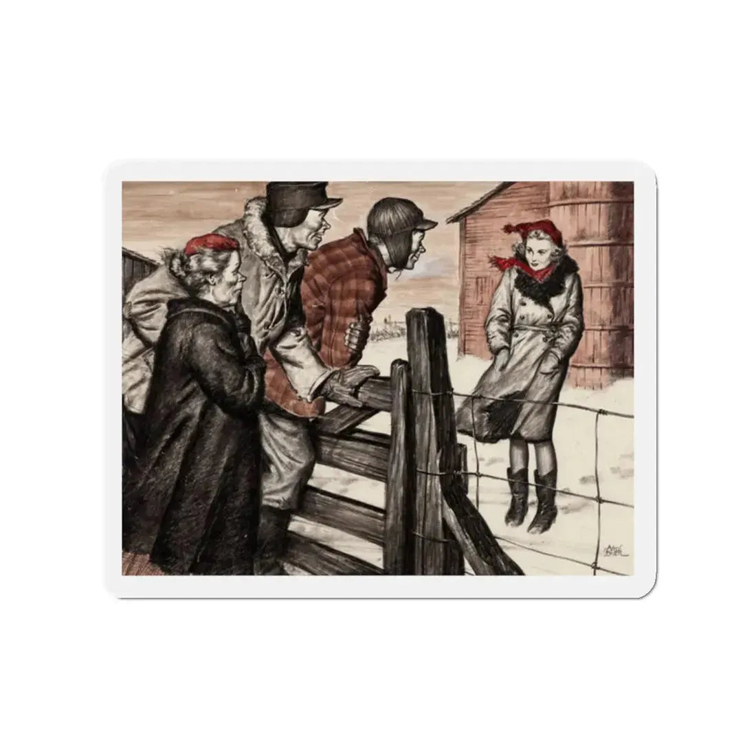 Saturday Evening Post Illustration (Curtis Publishing, c. 1940s) (Magazine Illustration) Refrigerator Magnet - The Sticker Space