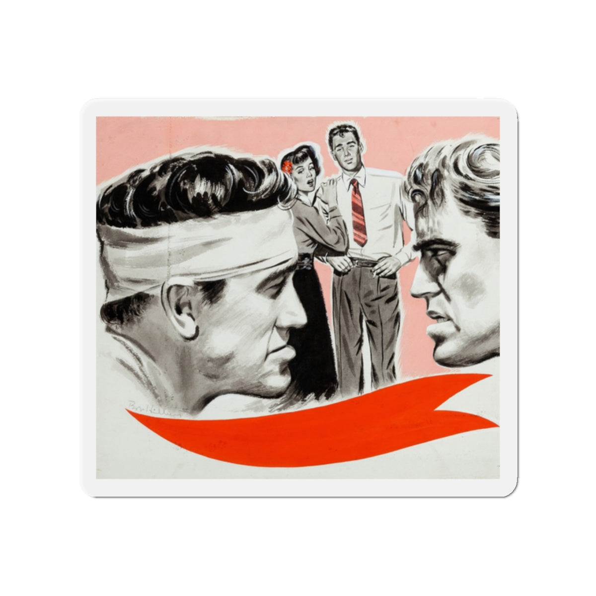 Saturday Home Magazine Illustration (King Features Syndicate, 1948) (Magazine Illustration) Refrigerator Magnet-2" x 2"-The Sticker Space