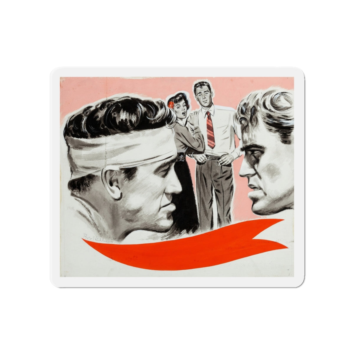 Saturday Home Magazine Illustration (King Features Syndicate, 1948) (Magazine Illustration) Refrigerator Magnet-4 Inch-The Sticker Space