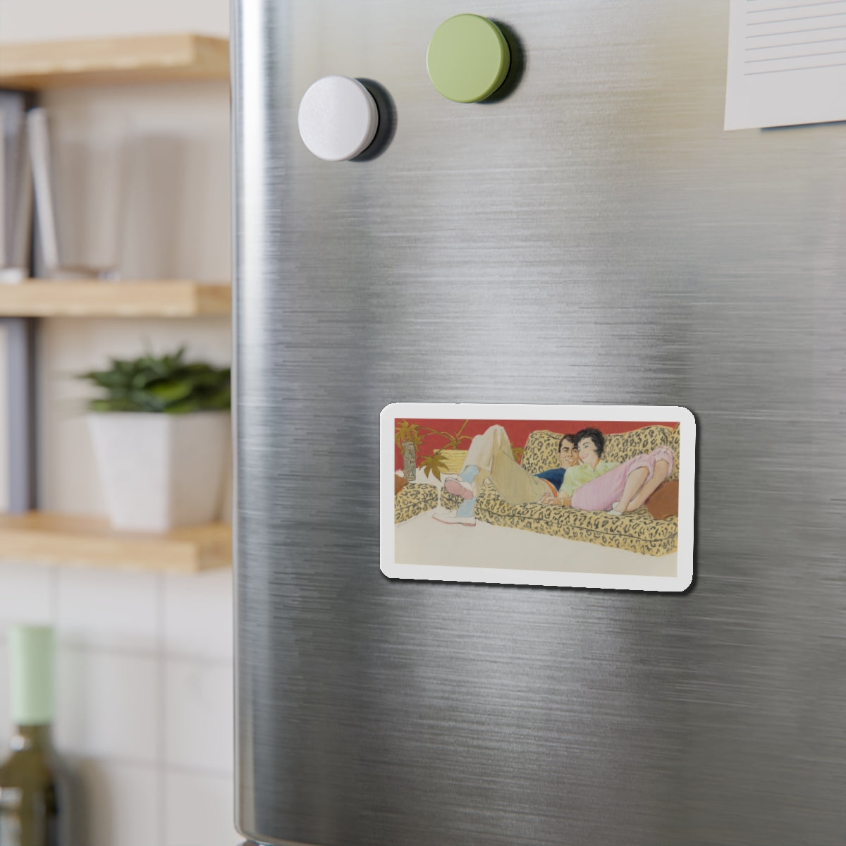 Saturday In, probable magazine illustration (Magazine Illustration) Refrigerator Magnet-The Sticker Space