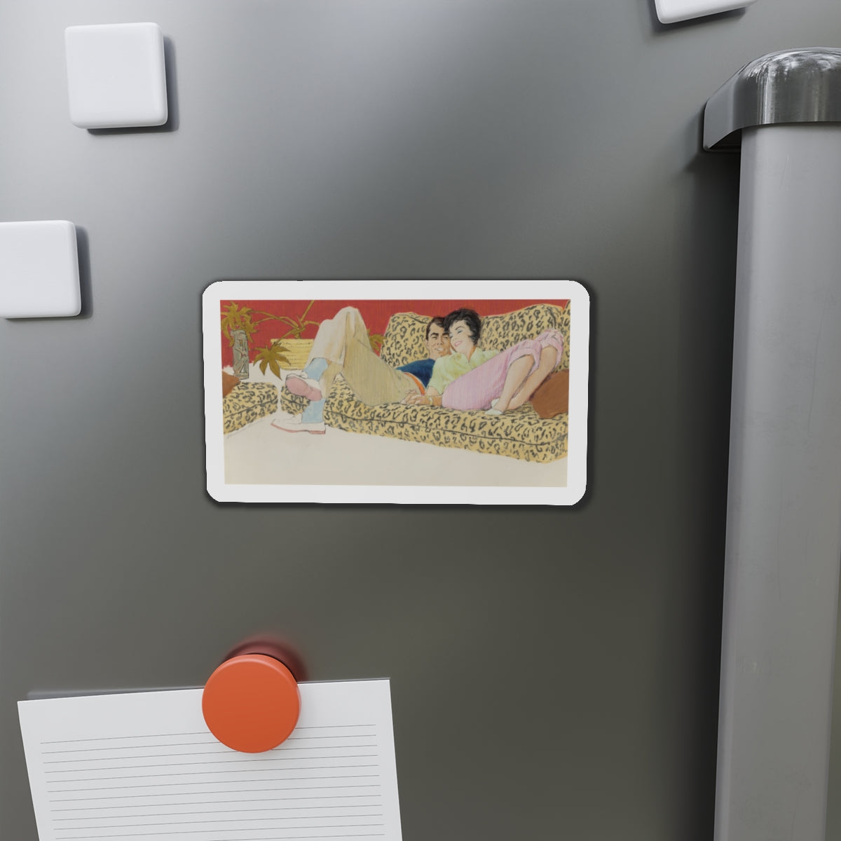 Saturday In, probable magazine illustration (Magazine Illustration) Refrigerator Magnet-The Sticker Space