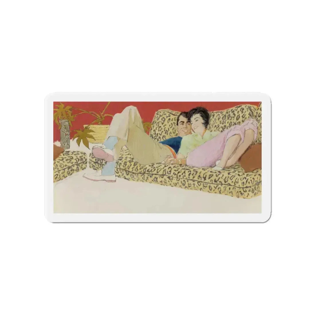 Saturday In, probable magazine illustration (Magazine Illustration) Refrigerator Magnet 4 Inch Die-Cut - The Sticker Space