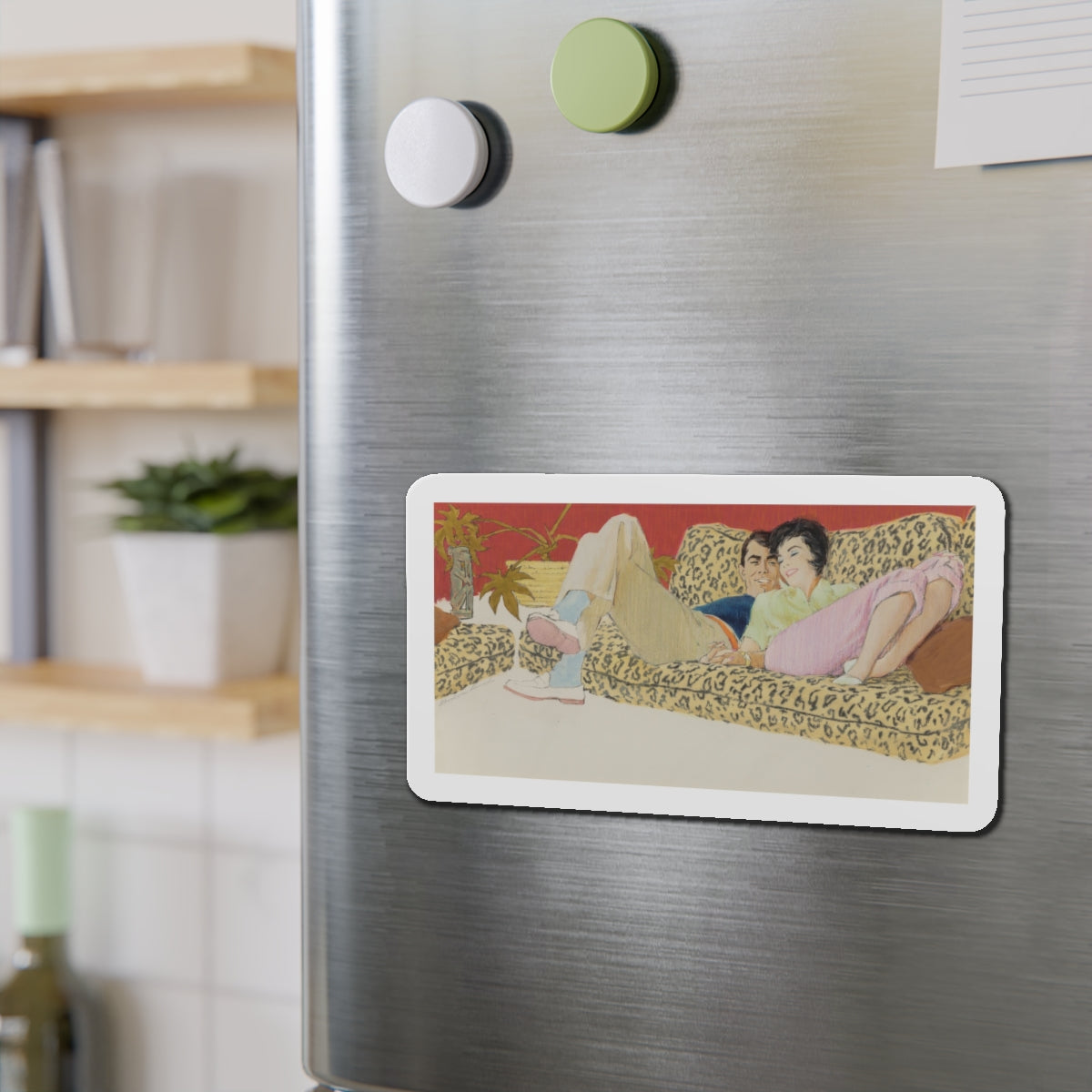 Saturday In, probable magazine illustration (Magazine Illustration) Refrigerator Magnet-The Sticker Space