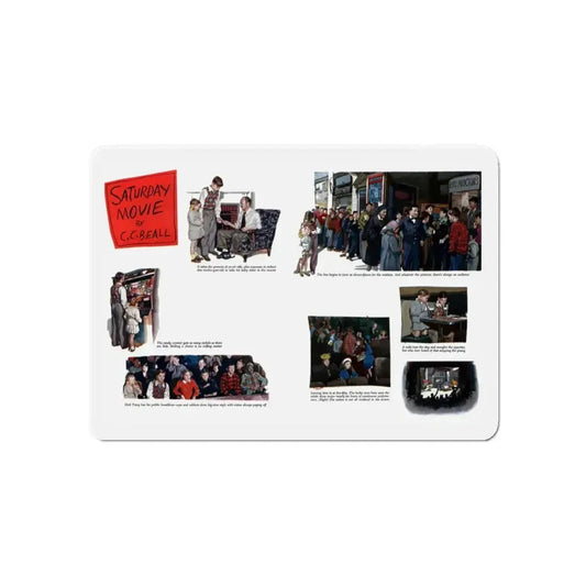 Saturday Movie, Woman's Day, September 1947 (Magazine Illustration) Refrigerator Magnet 6 Inch Die-Cut - The Sticker Space