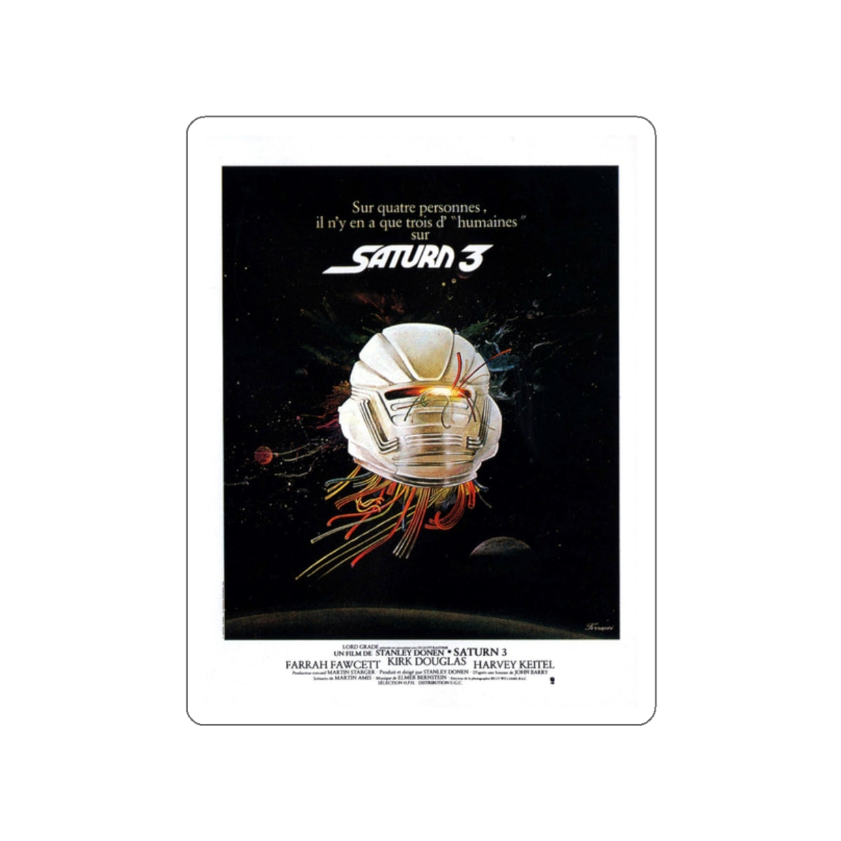 SATURN 3 (FRENCH) 1980 Movie Poster STICKER Vinyl Die-Cut Decal-White-The Sticker Space