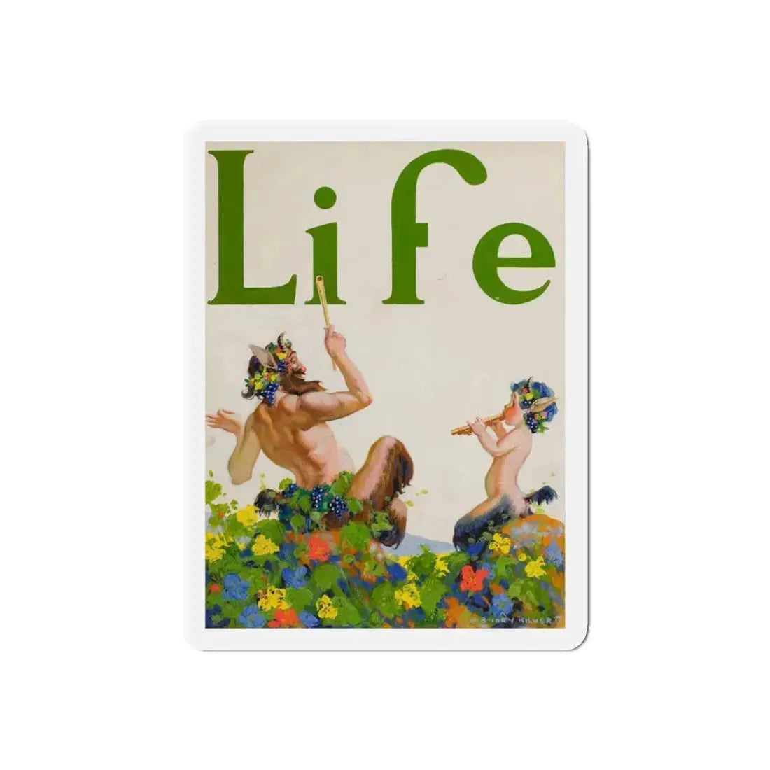 Satyr and Pan, Life Magazine cover (Magazine Illustration) Refrigerator Magnet 4 Inch Die-Cut - The Sticker Space