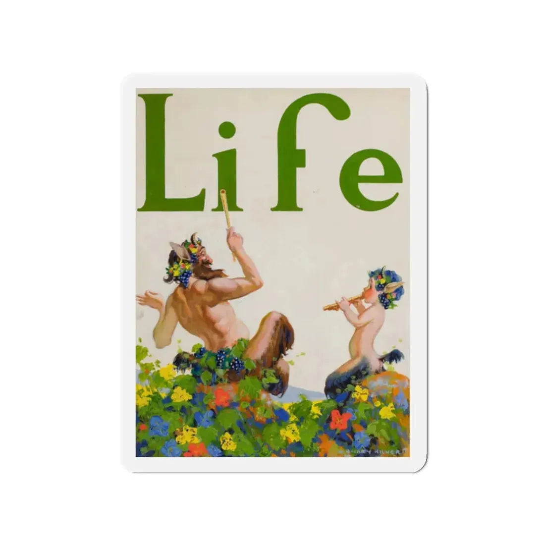 Satyr and Pan, Life Magazine cover (Magazine Illustration) Refrigerator Magnet - The Sticker Space