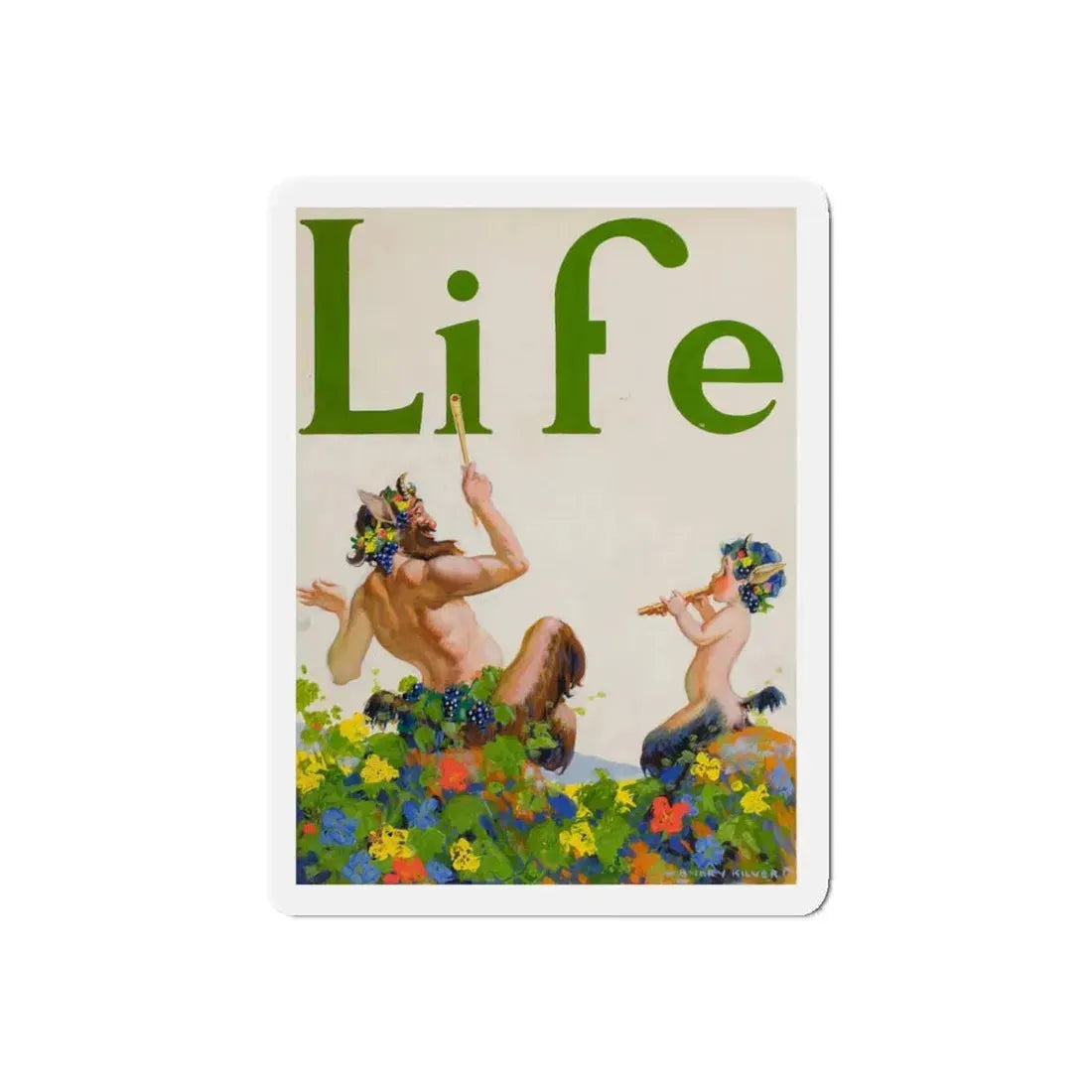 Satyr and Pan, Life Magazine cover (Magazine Illustration) Refrigerator Magnet - The Sticker Space