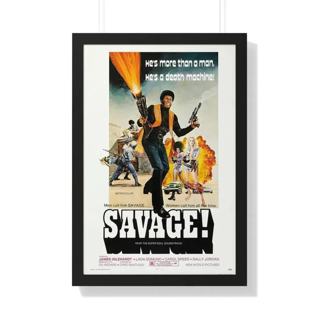SAVAGE 1973 - Framed Movie Poster 20" x 30" Black - The Sticker Space