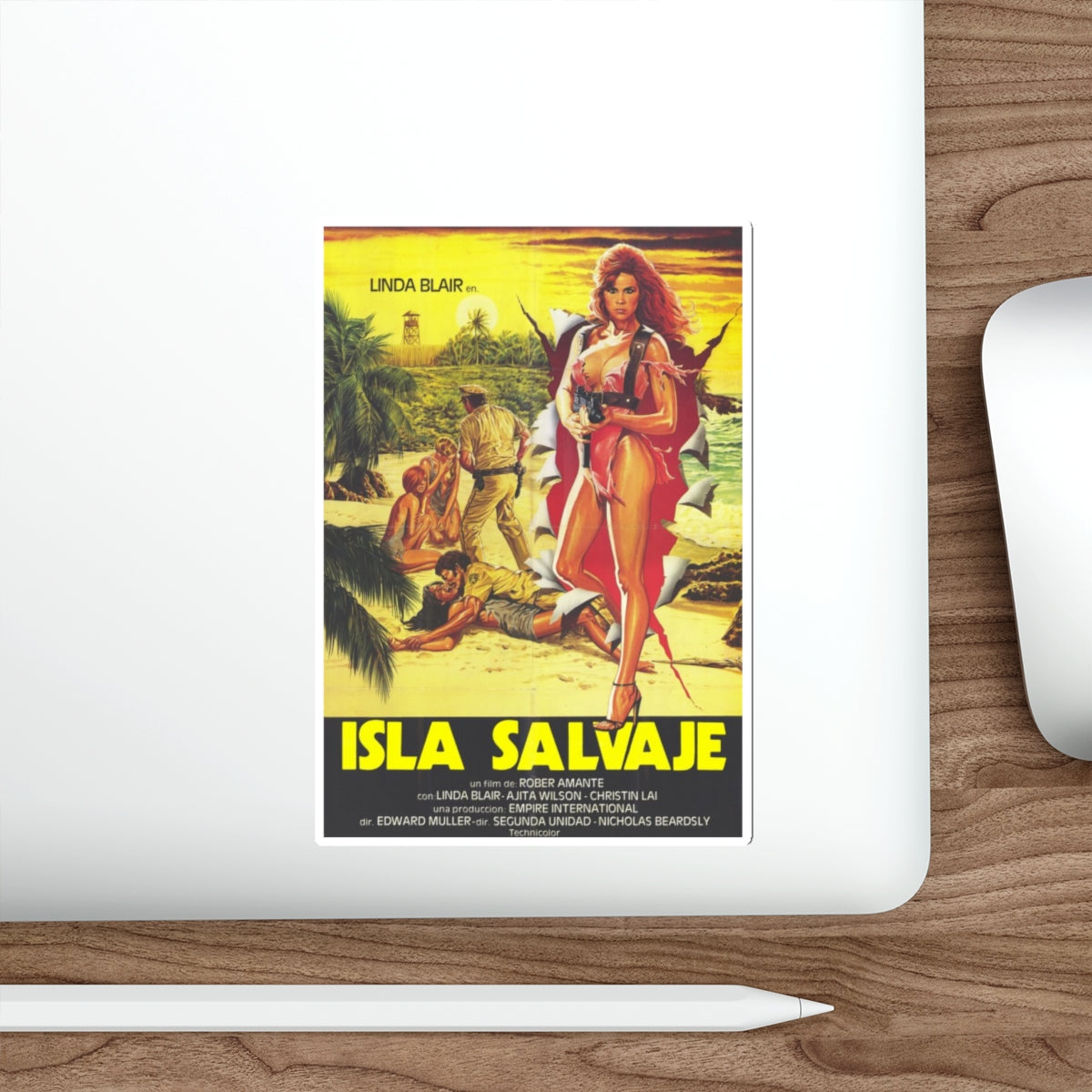 SAVAGE ISLAND 1985 Movie Poster STICKER Vinyl Die-Cut Decal-The Sticker Space