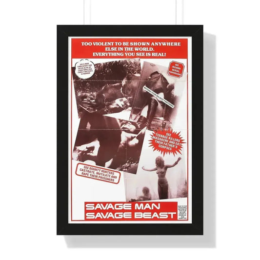SAVAGE MAN SAVAGE BEAST 1975 - Framed Movie Poster 16″ x 24″ Black - The Sticker Space
