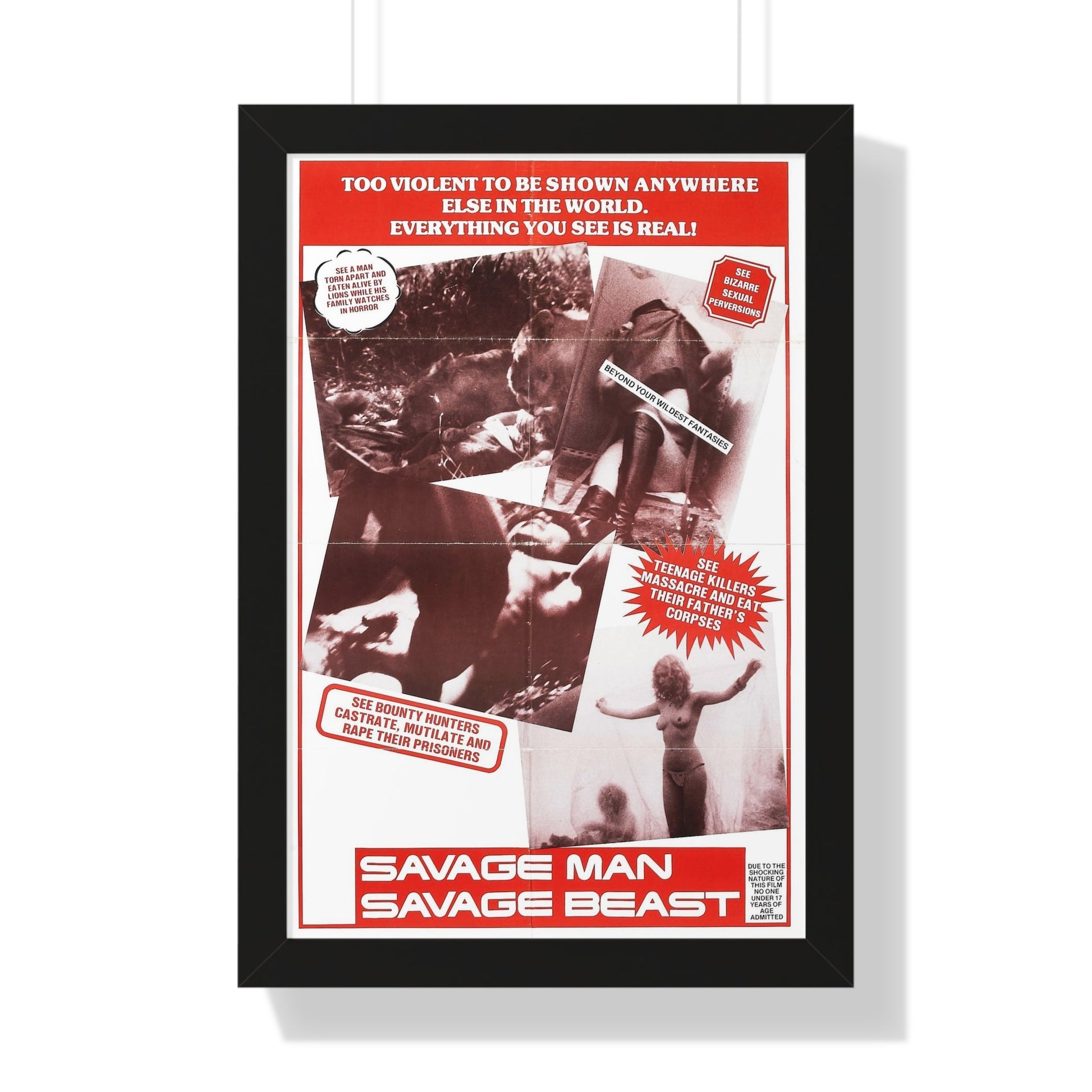 SAVAGE MAN SAVAGE BEAST 1975 - Framed Movie Poster-16″ x 24″-The Sticker Space