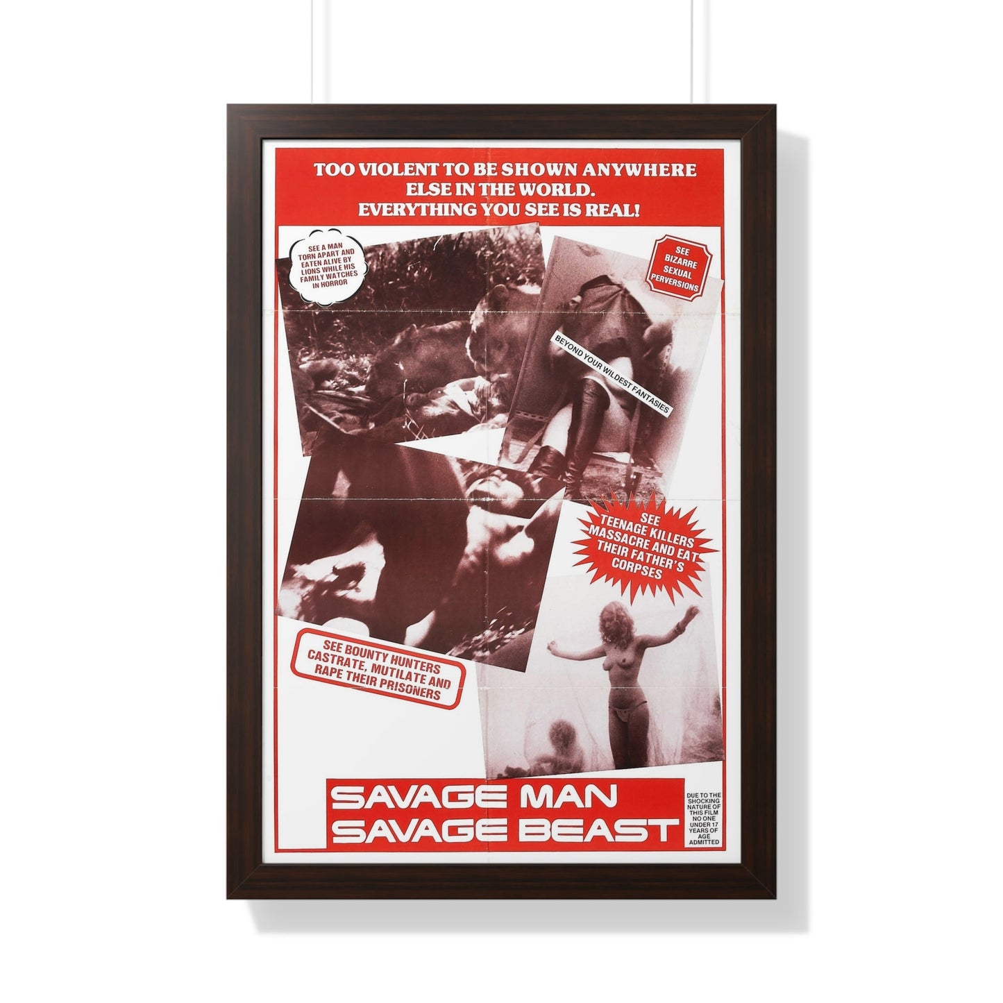 SAVAGE MAN SAVAGE BEAST 1975 - Framed Movie Poster-20" x 30"-The Sticker Space