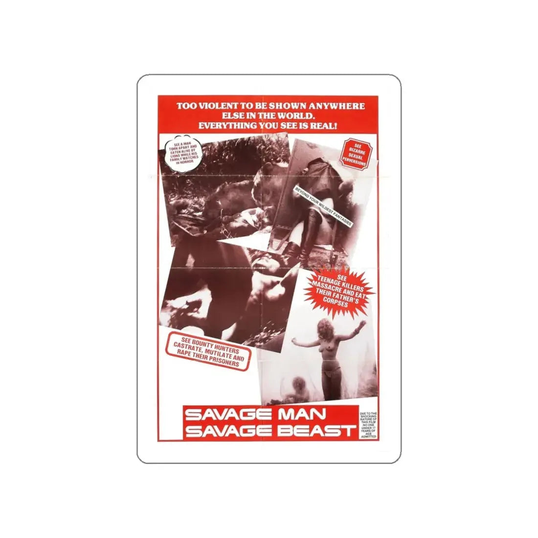 SAVAGE MAN SAVAGE BEAST 1975 Movie Poster STICKER Vinyl Die-Cut Decal - The Sticker Space