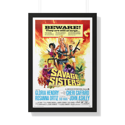 SAVAGE SISTERS 1974 - Framed Movie Poster-20" x 30"-The Sticker Space