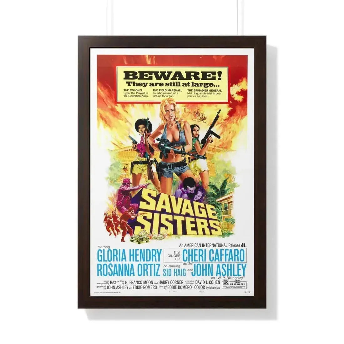 SAVAGE SISTERS 1974 - Framed Movie Poster 20" x 30" Walnut - The Sticker Space