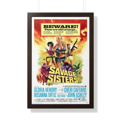SAVAGE SISTERS 1974 - Framed Movie Poster 20" x 30" Walnut - The Sticker Space