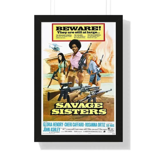 SAVAGE SISTERS (2) 1974 - Framed Movie Poster 16″ x 24″ Black - The Sticker Space
