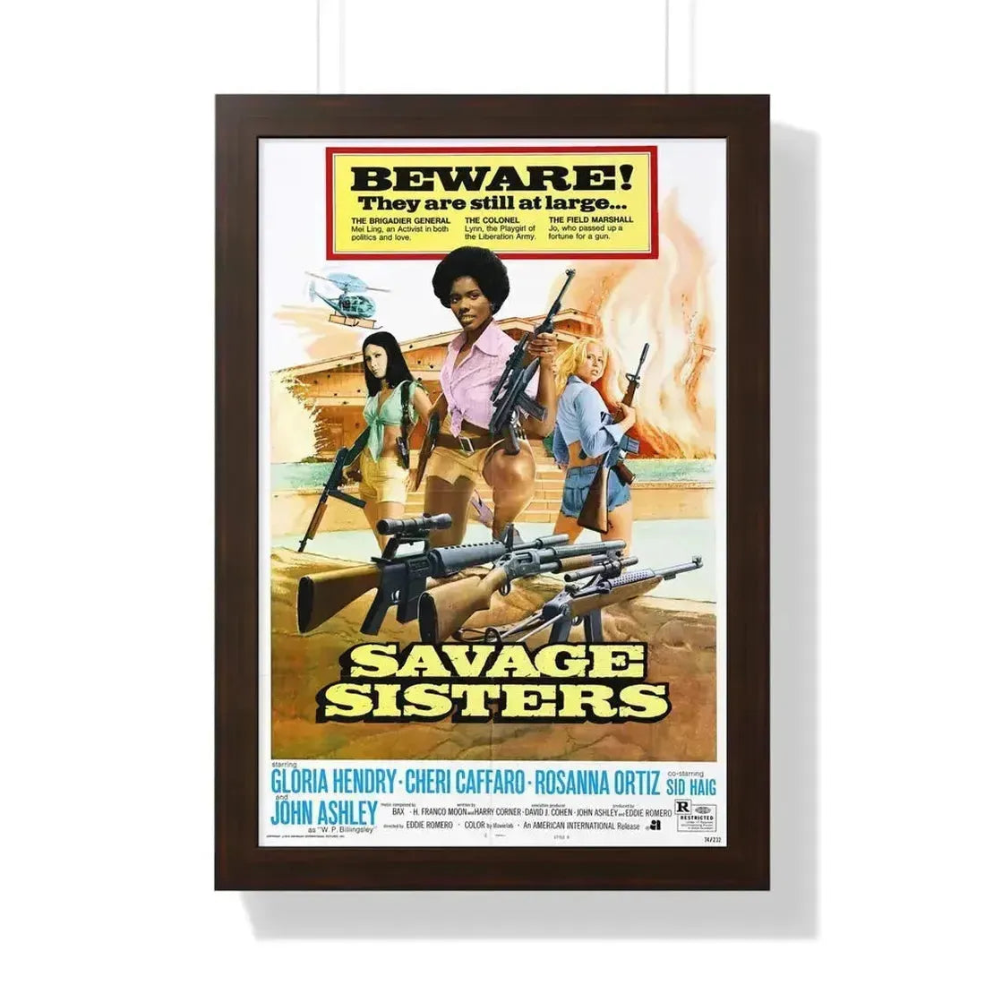 SAVAGE SISTERS (2) 1974 - Framed Movie Poster 16″ x 24″ Walnut - The Sticker Space