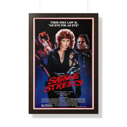 SAVAGE STREETS (3) 1984 - Framed Movie Poster 20" x 30" Walnut - The Sticker Space
