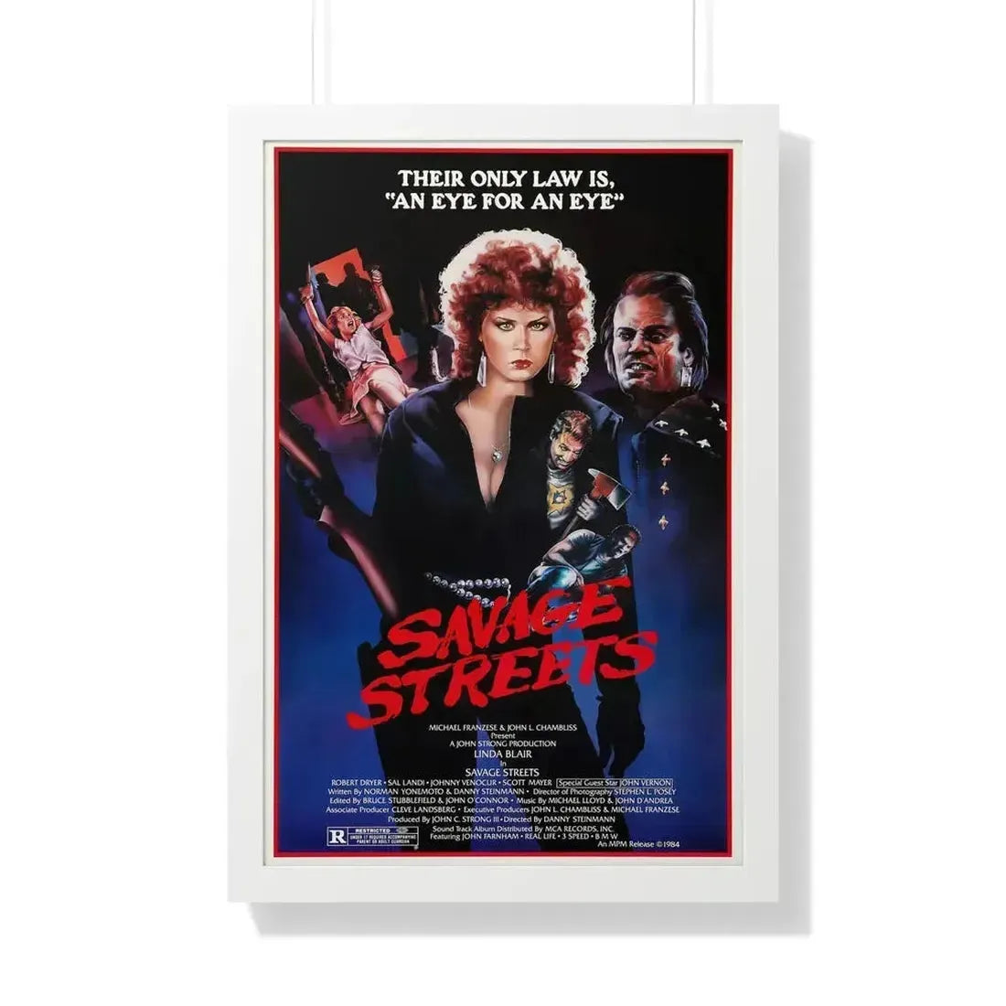 SAVAGE STREETS (3) 1984 - Framed Movie Poster 20" x 30" White - The Sticker Space