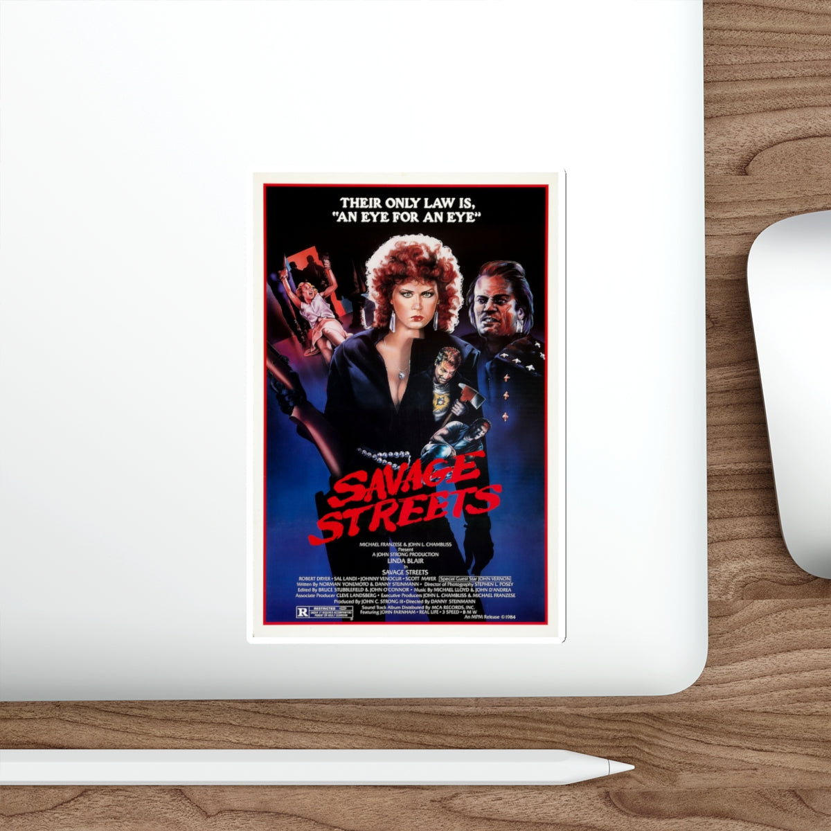 SAVAGE STREETS (3) 1984 Movie Poster STICKER Vinyl Die-Cut Decal-The Sticker Space