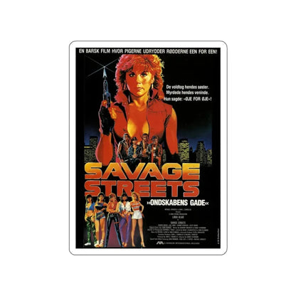 SAVAGE STREETS (DANISH) 1984 Movie Poster STICKER Vinyl Die-Cut Decal 5 Inch - The Sticker Space