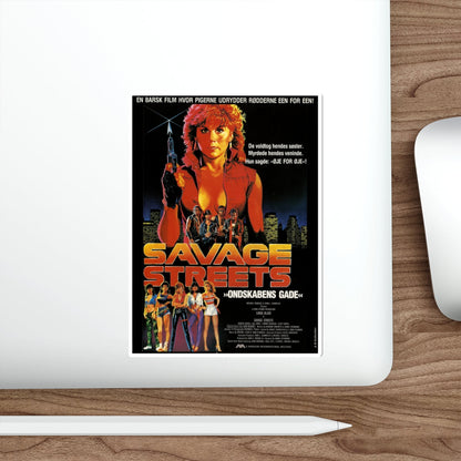SAVAGE STREETS (DANISH) 1984 Movie Poster STICKER Vinyl Die-Cut Decal-The Sticker Space