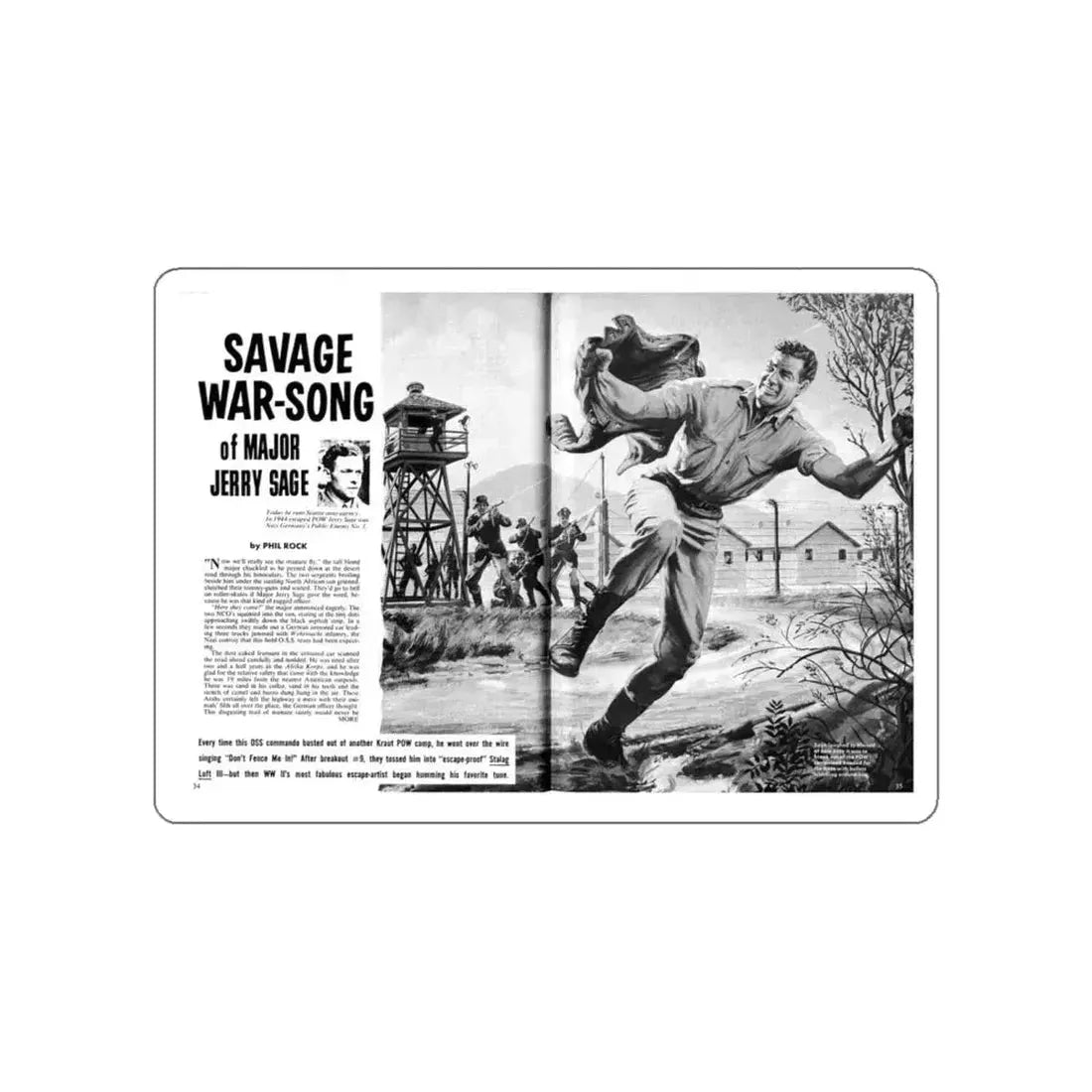 Savage War-Song of Major Jerry Sage, Real Combat, April 1968 (Magazine Illustration) STICKER Vinyl Die-Cut Decal White Die-Cut 4 Inch - The Sticker Space