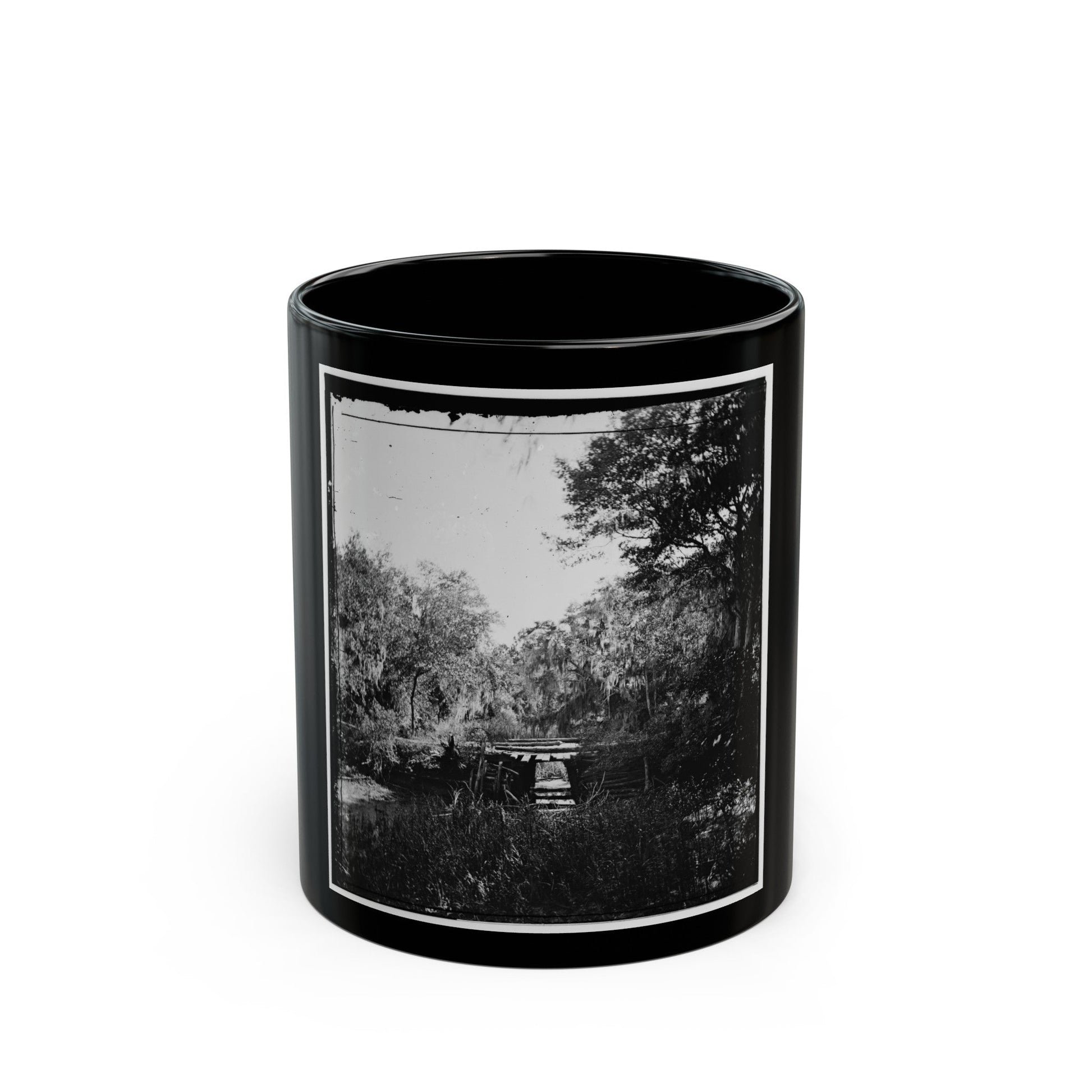 Savannah, Georgia. Bridge Over Stream (U.S. Civil War) Black Coffee Mug-11oz-The Sticker Space