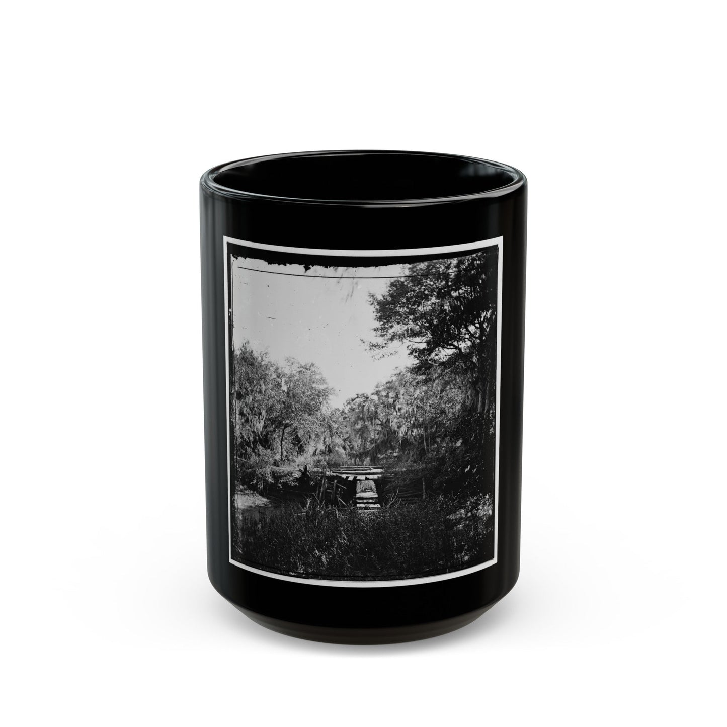 Savannah, Georgia. Bridge Over Stream (U.S. Civil War) Black Coffee Mug-15oz-The Sticker Space