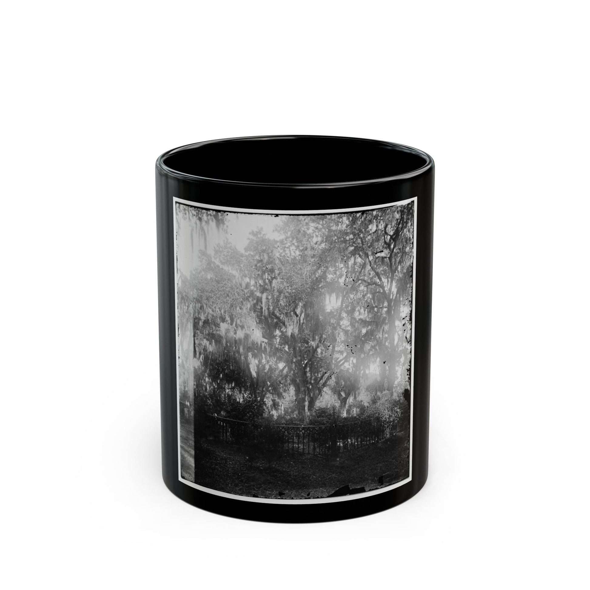 Savannah, Georgia. View Of Cemetery (U.S. Civil War) Black Coffee Mug-11oz-The Sticker Space