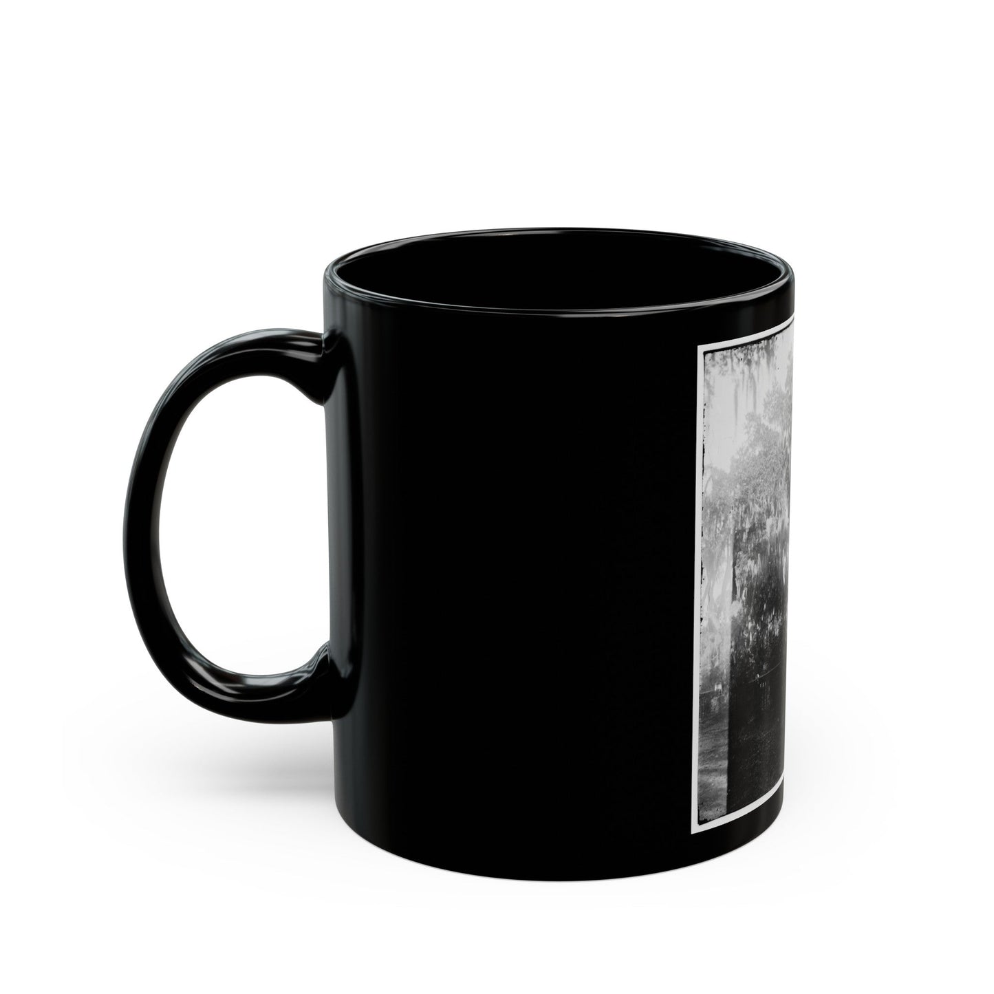 Savannah, Georgia. View Of Cemetery (U.S. Civil War) Black Coffee Mug-The Sticker Space