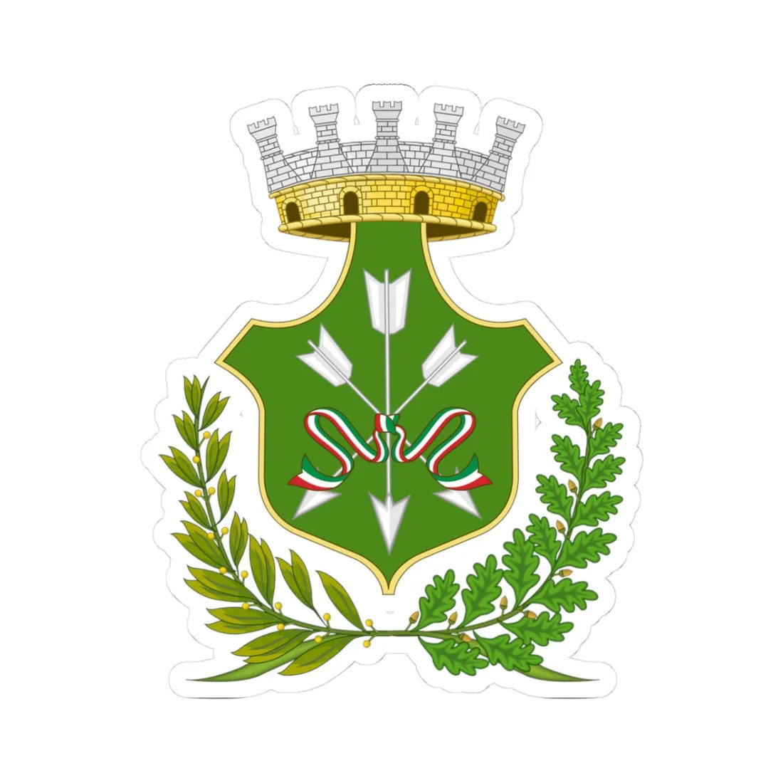 Saviano-Stemma (Italy) (Coat of Arms) STICKER Vinyl Kiss-Cut Decal 3 Inch White - The Sticker Space