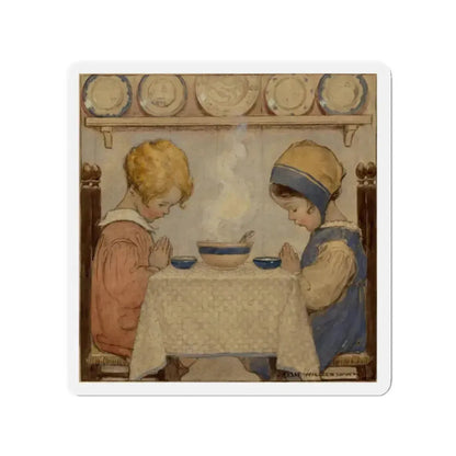 Saying Grace, Good Housekeeping cover, November 1920 (Magazine Illustration) Refrigerator Magnet 2 Inch Die-Cut - The Sticker Space