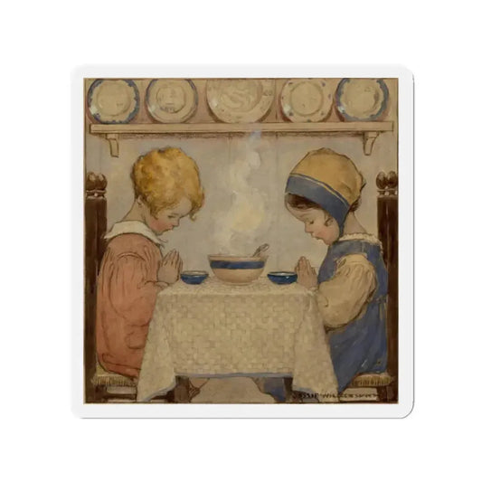 Saying Grace, Good Housekeeping cover, November 1920 (Magazine Illustration) Refrigerator Magnet 2 Inch Die-Cut - The Sticker Space