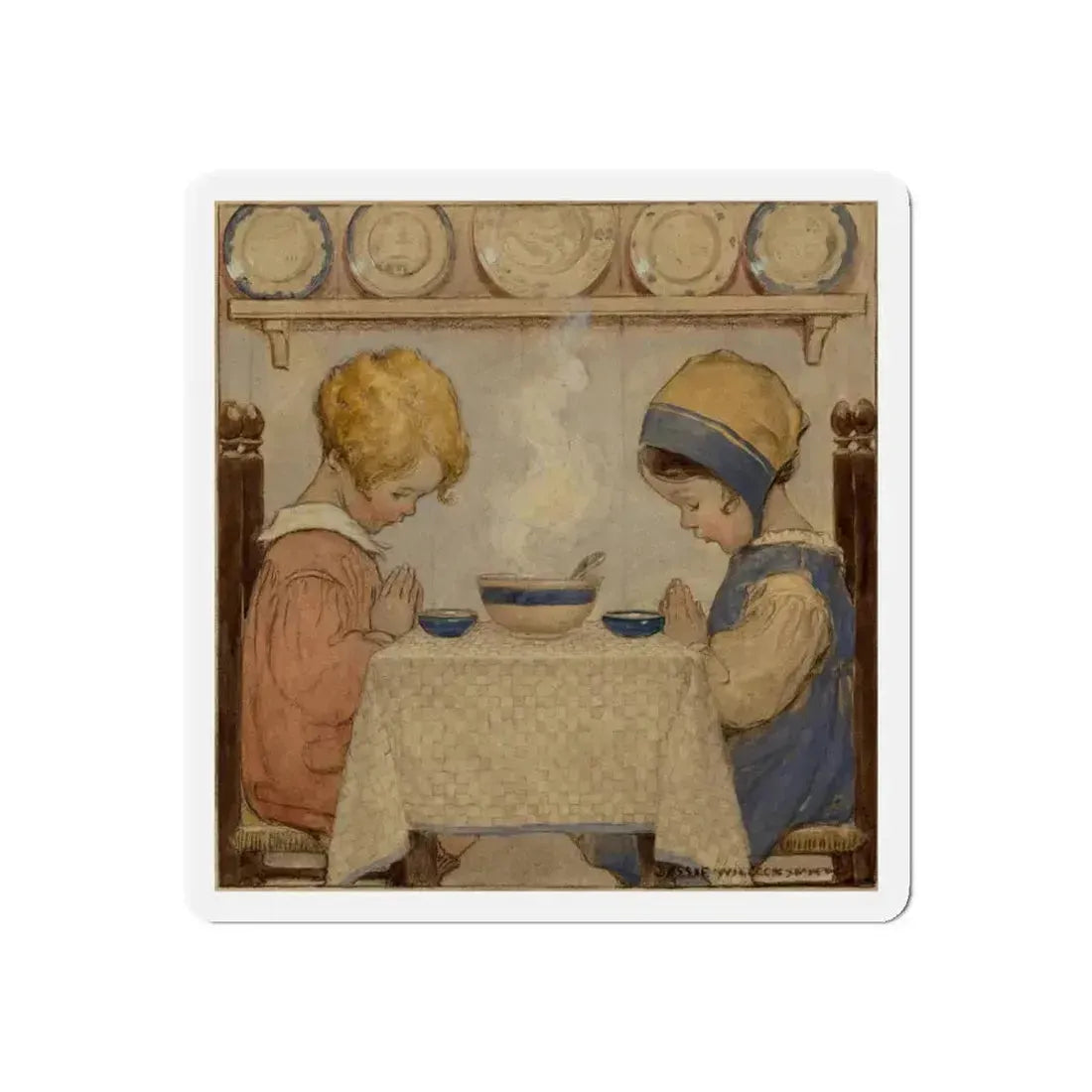 Saying Grace, Good Housekeeping cover, November 1920 (Magazine Illustration) Refrigerator Magnet 4 Inch Die-Cut - The Sticker Space