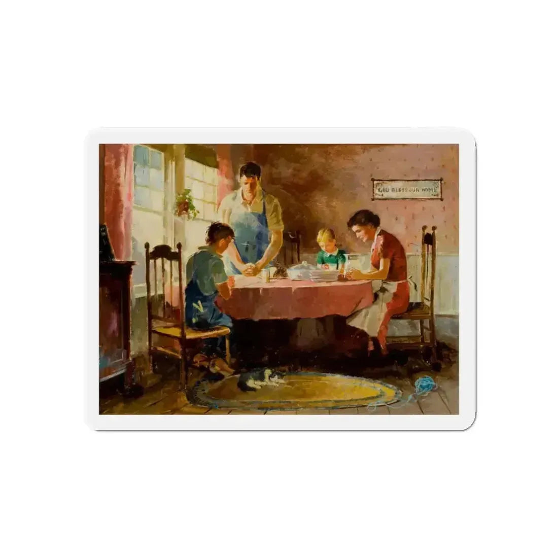 Saying Grace (Magazine Illustration) Refrigerator Magnet 3 Inch Die-Cut - The Sticker Space
