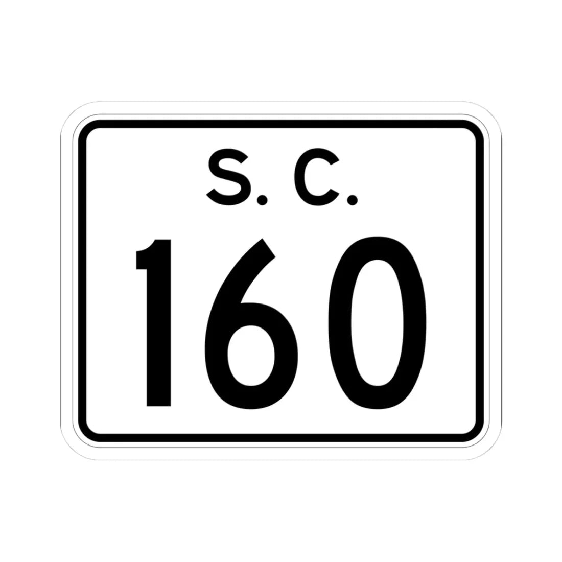 SC-160 (South Carolina) (Road Sign) STICKER Vinyl Kiss-Cut Decal 3 Inch White - The Sticker Space