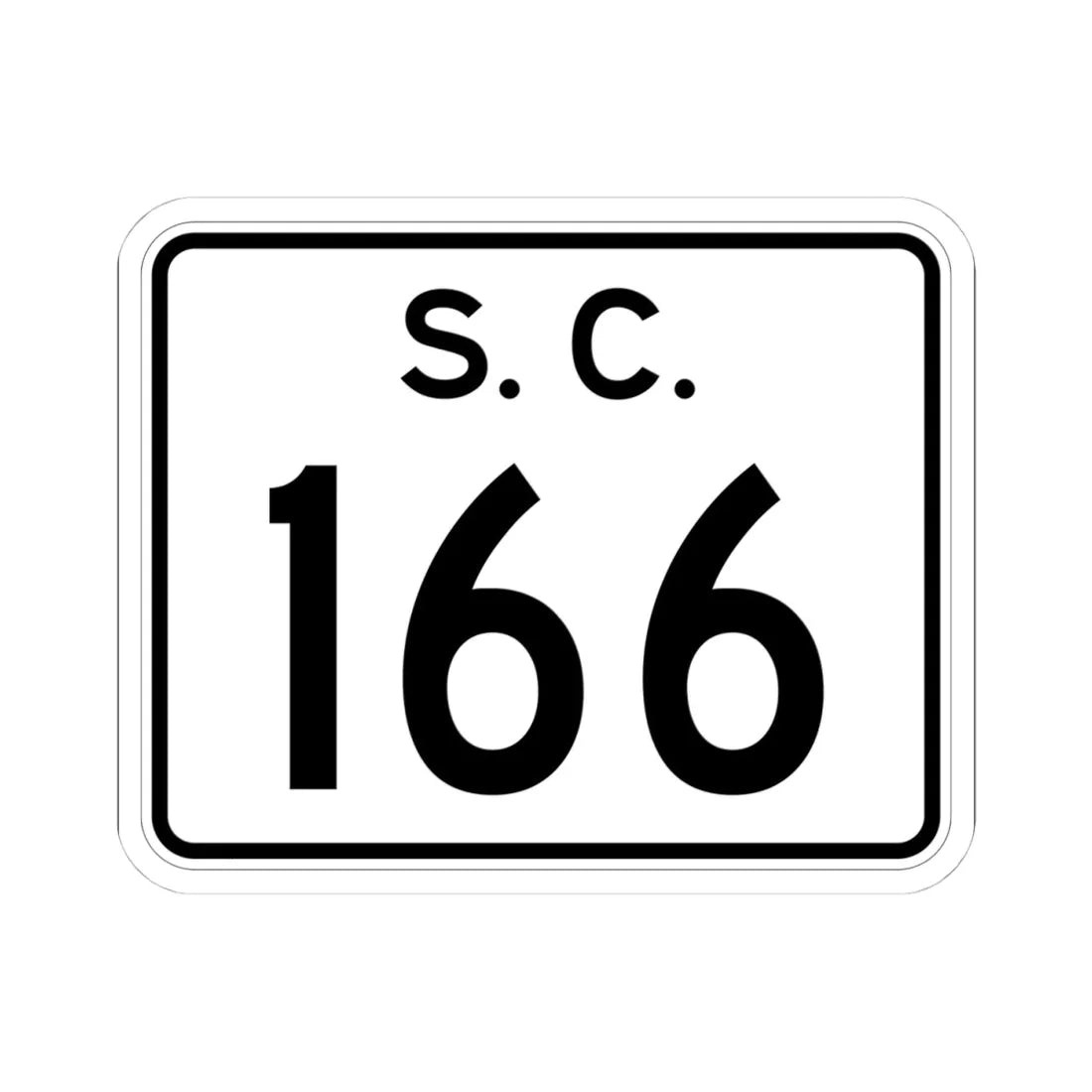 SC-166 (South Carolina) (Road Sign) STICKER Vinyl Kiss-Cut Decal 4 Inch White - The Sticker Space