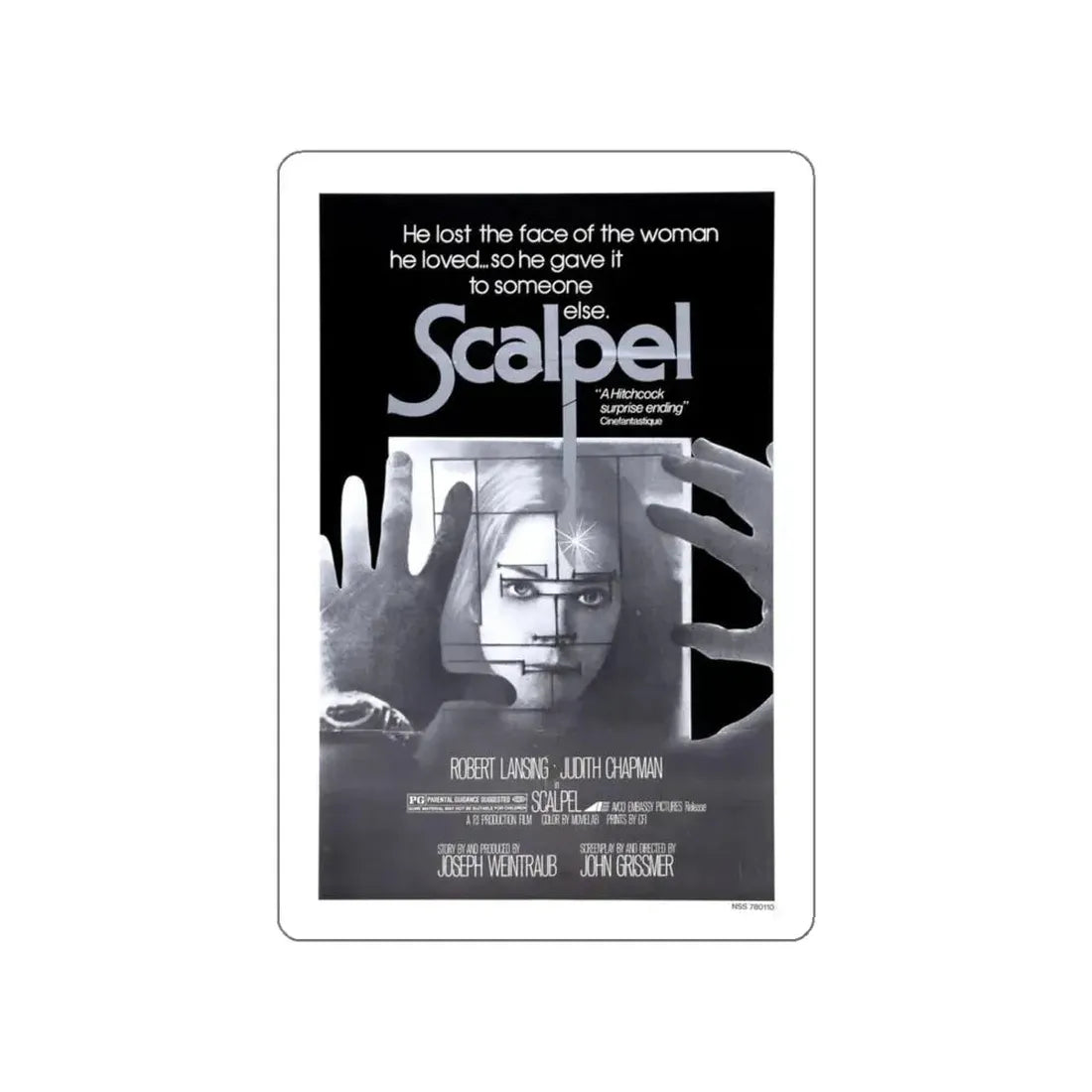 SCALPEL 1977 Movie Poster STICKER Vinyl Die-Cut Decal 4 Inch - The Sticker Space