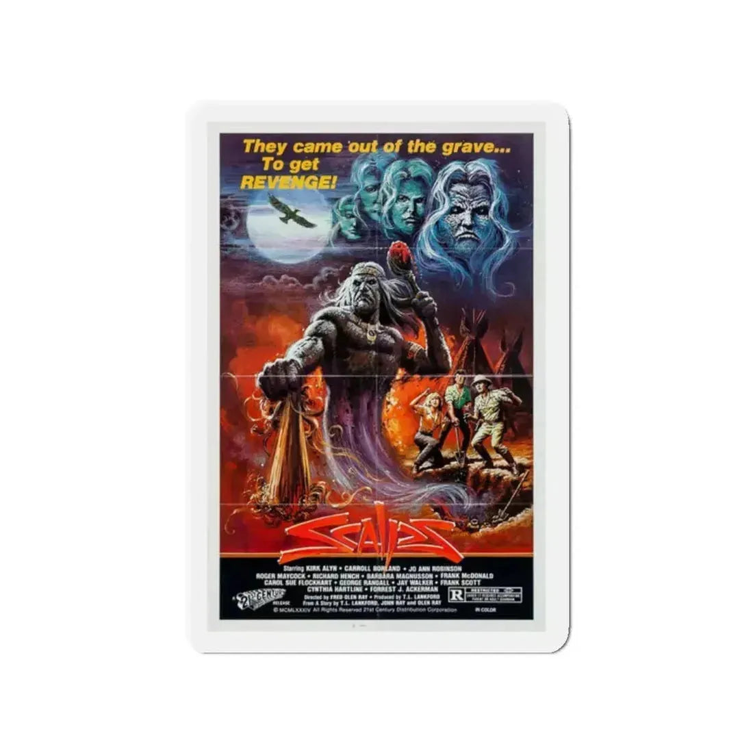 SCALPS 1983 Movie Poster - Refrigerator Magnet 2 Inch Die-Cut - The Sticker Space