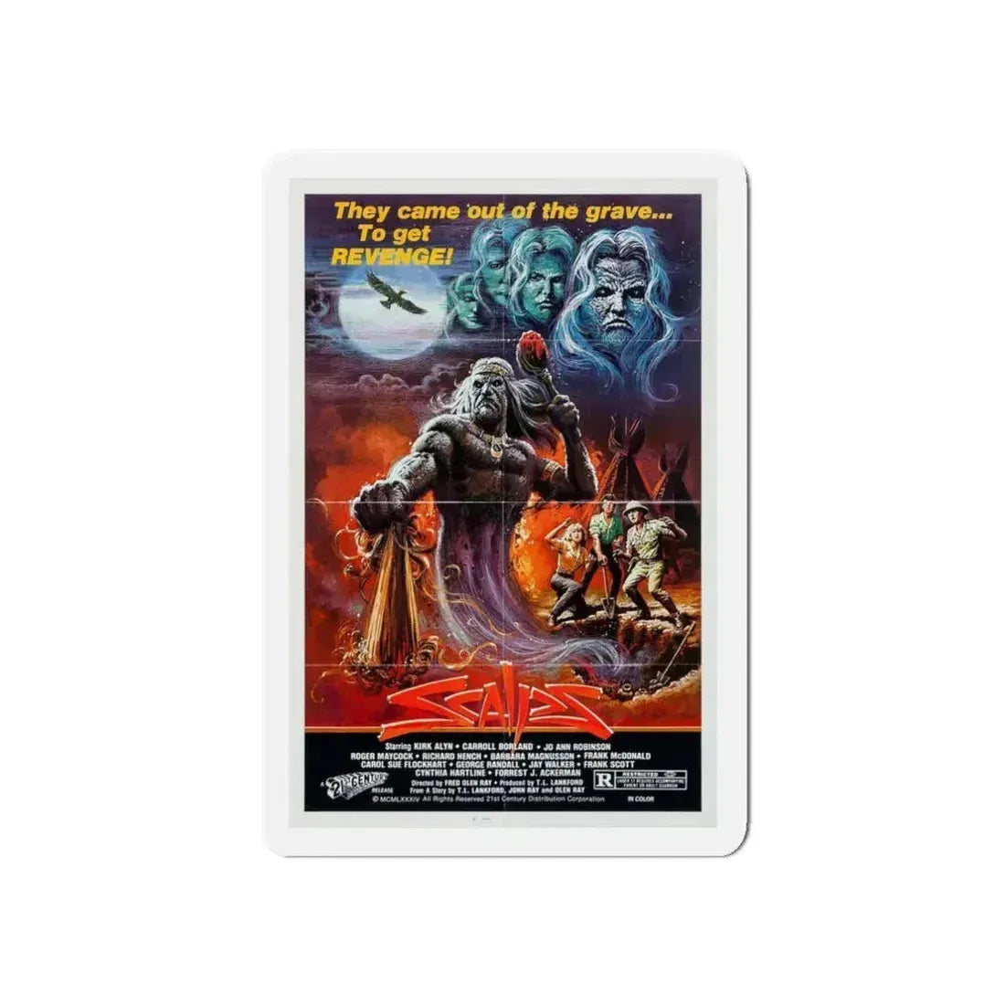 SCALPS 1983 Movie Poster - Refrigerator Magnet 3 Inch Die-Cut - The Sticker Space