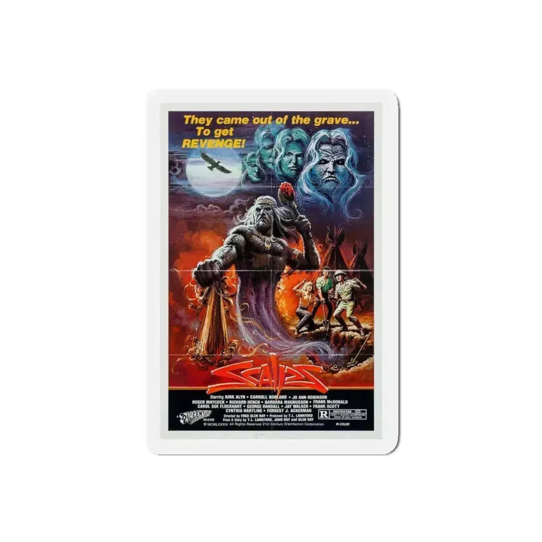 SCALPS 1983 Movie Poster - Refrigerator Magnet 5 Inch Die-Cut - The Sticker Space