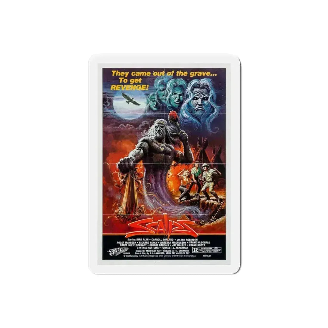 SCALPS 1983 Movie Poster - Refrigerator Magnet 6 Inch Die-Cut - The Sticker Space