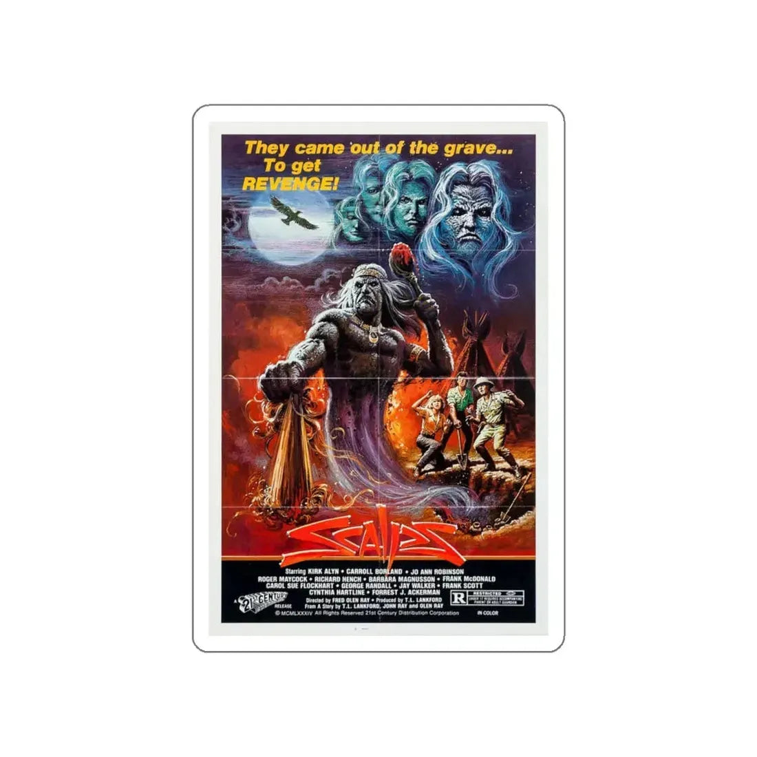 SCALPS 1983 Movie Poster STICKER Vinyl Die-Cut Decal 5 Inch - The Sticker Space