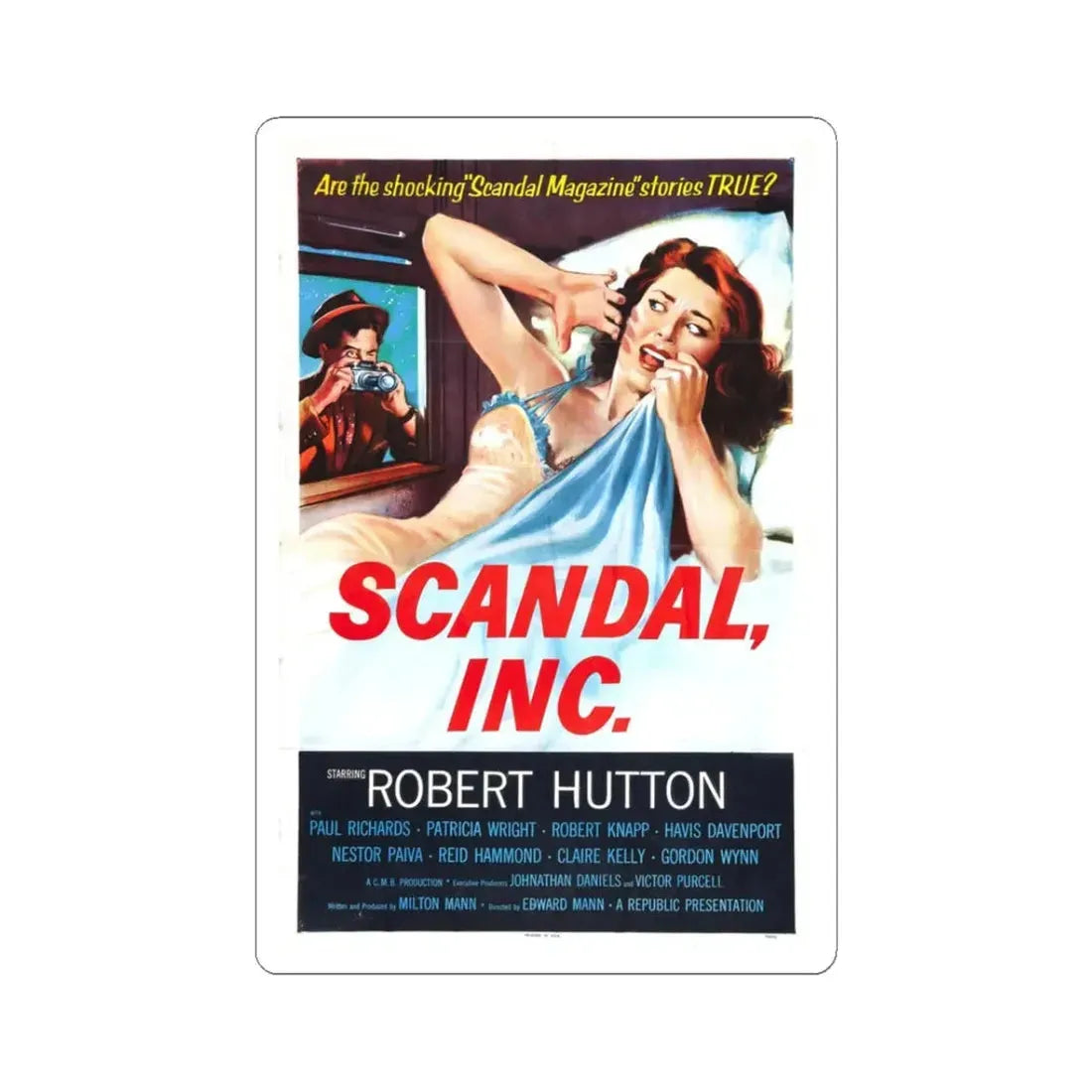 SCANDAL INC 1956 Movie Poster - STICKER Vinyl Kiss-Cut Decal 3 Inch White - The Sticker Space
