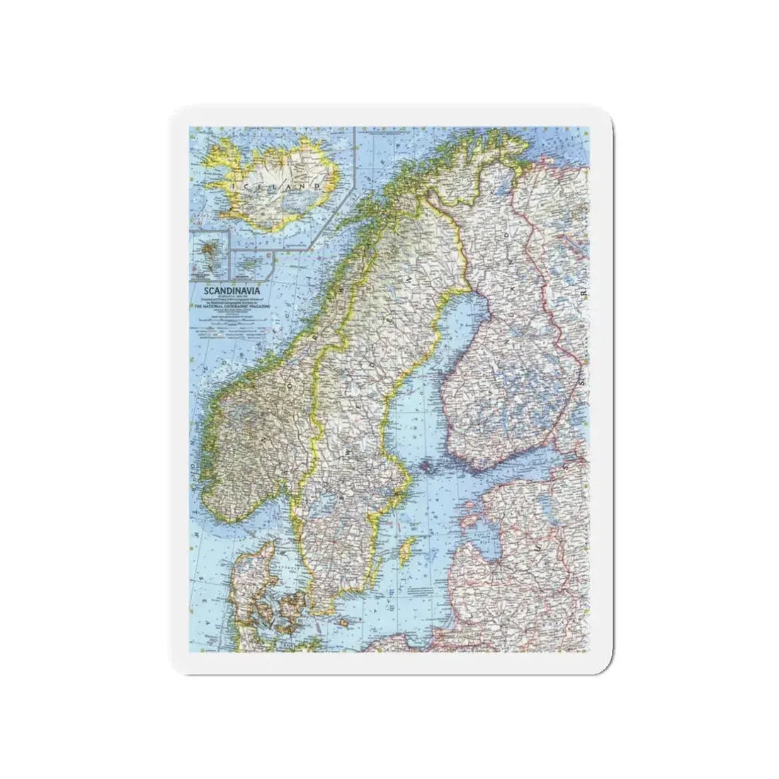 Scandinavia (1963) (Map) Refrigerator Magnet 3 Inch - The Sticker Space