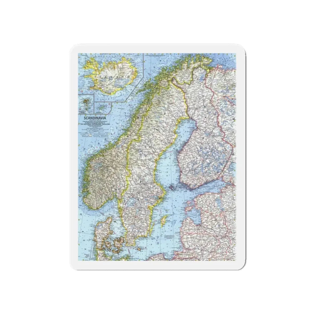 Scandinavia (1963) (Map) Refrigerator Magnet 4 Inch - The Sticker Space