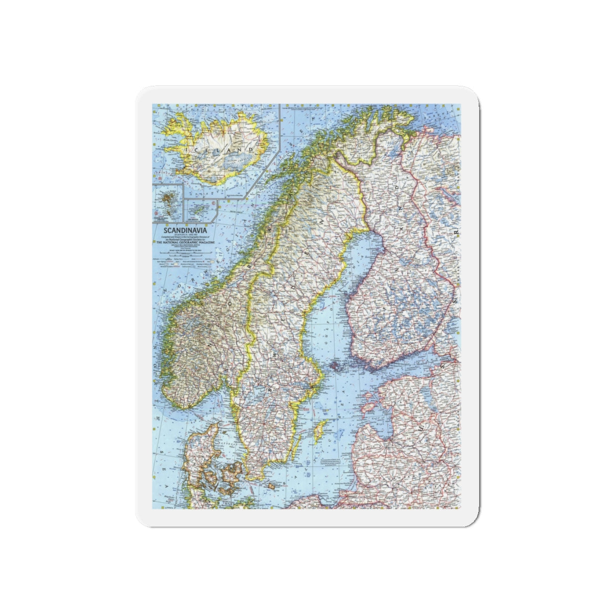 Scandinavia (1963) (Map) Refrigerator Magnet-4" x 4"-The Sticker Space